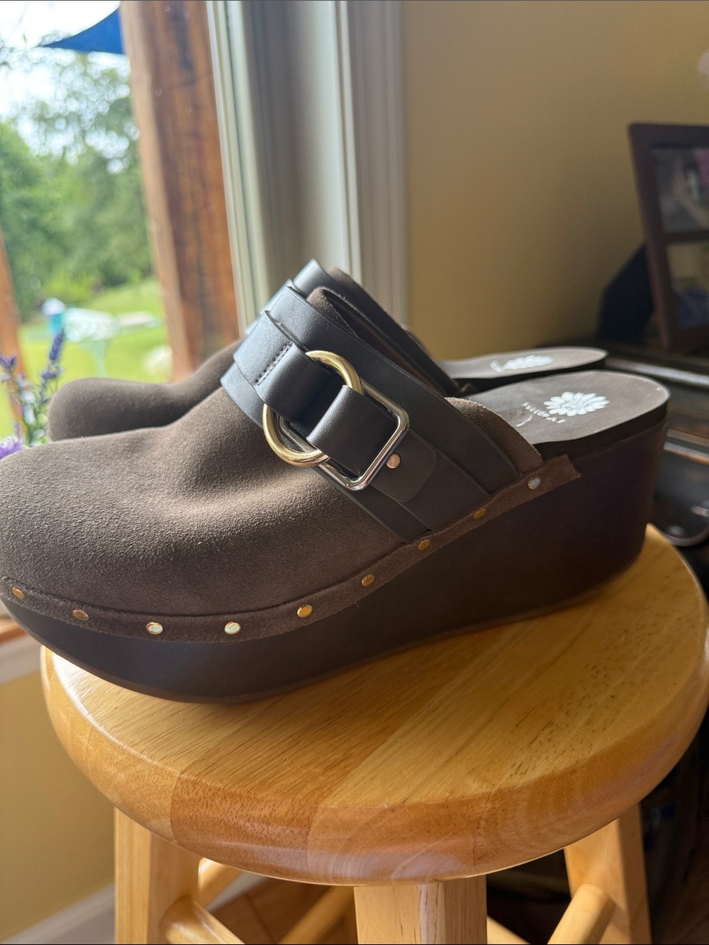 Yellow Box Brown Platform Clogs Buckle Mules Comfort Shoes Size 11 - Picture 6 of 10